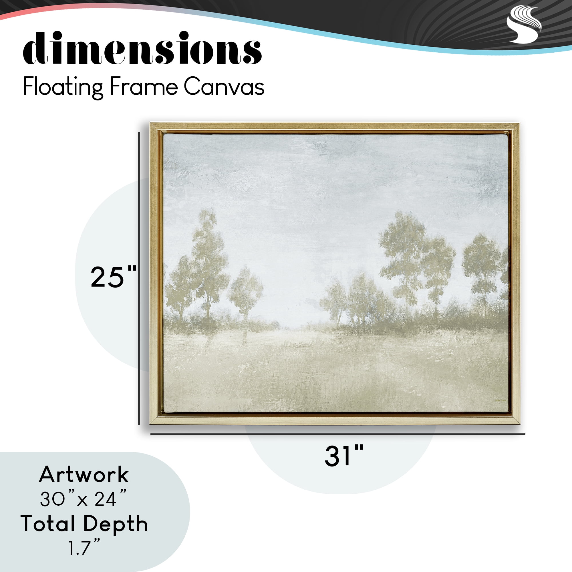 Stupell Industries Soft Distant Valley Landscape Gold Framed Floater Canvas Wall Art, design by Michael Marcon