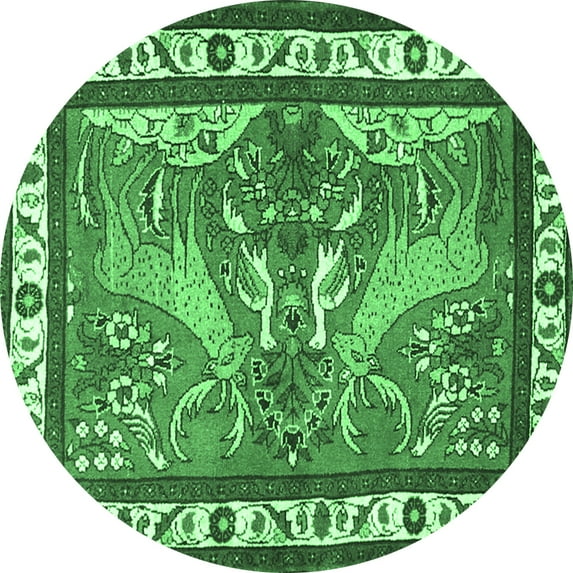 Ahgly Company Indoor Round Animal Emerald Green Traditional Area Rugs, 4' Round