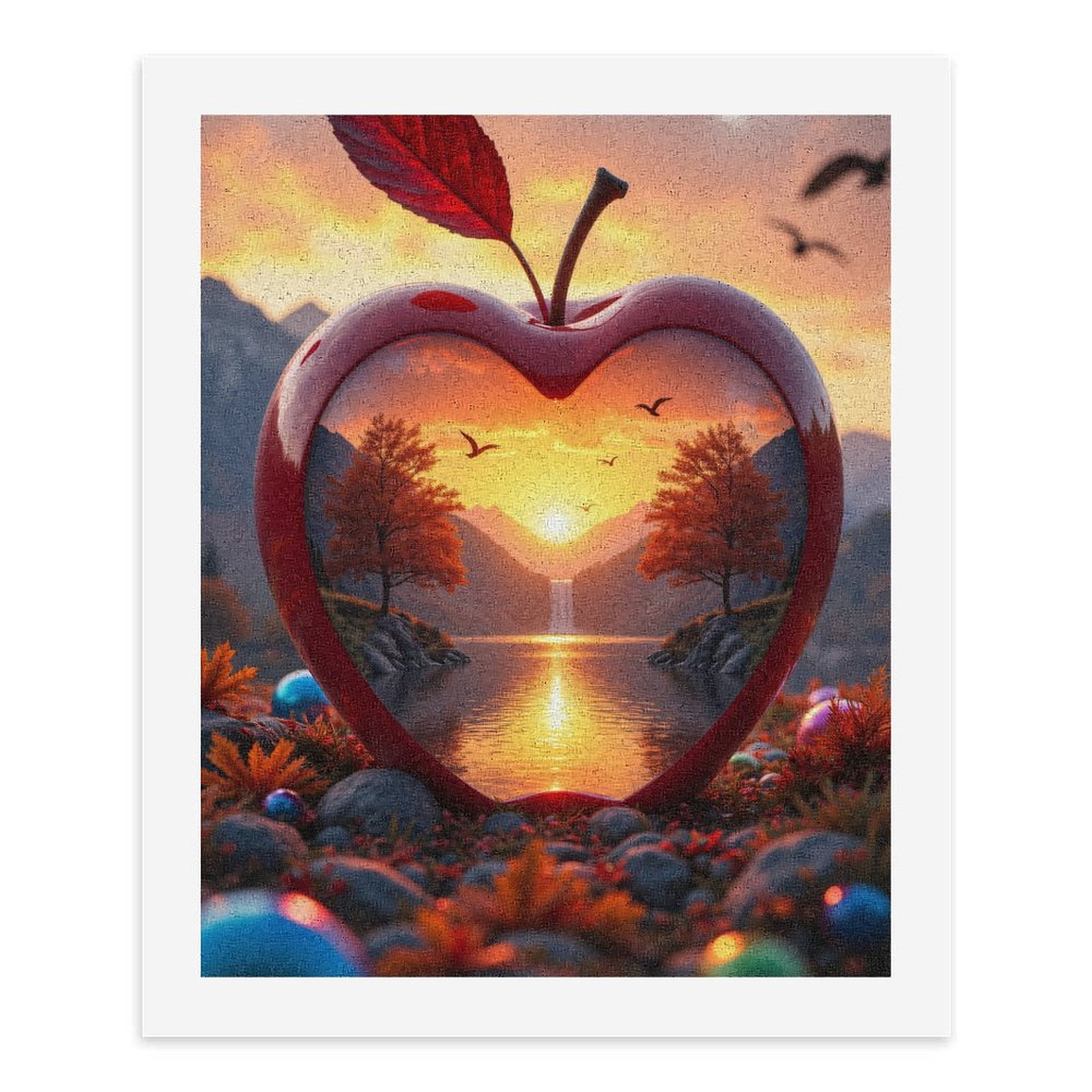 Paint By Numbers Kit for Adults Beginner - Sunset Lake Heart Reflection Fantasy DIY Canvas Painting Kits for Adults, Frameless Paint By Number for Adults for Home Wall Decor 16x20 Inch