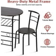 thumbnail image 3 of Dining Table Set of 3 Kitchen Table Set with Round Table and 2 Chairs, Metal Durable Modern Dining Room Table Set for Home, Bar, Bistro, Coffee, Pub, Black, 3 of 8