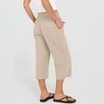 thumbnail image 4 of Petite Capris for Women with Pockets Summer Casual Loose Drawstring Elastic High Waist Straight 2026 Lounge Beach Cropped Trousers Khaki M, 4 of 7