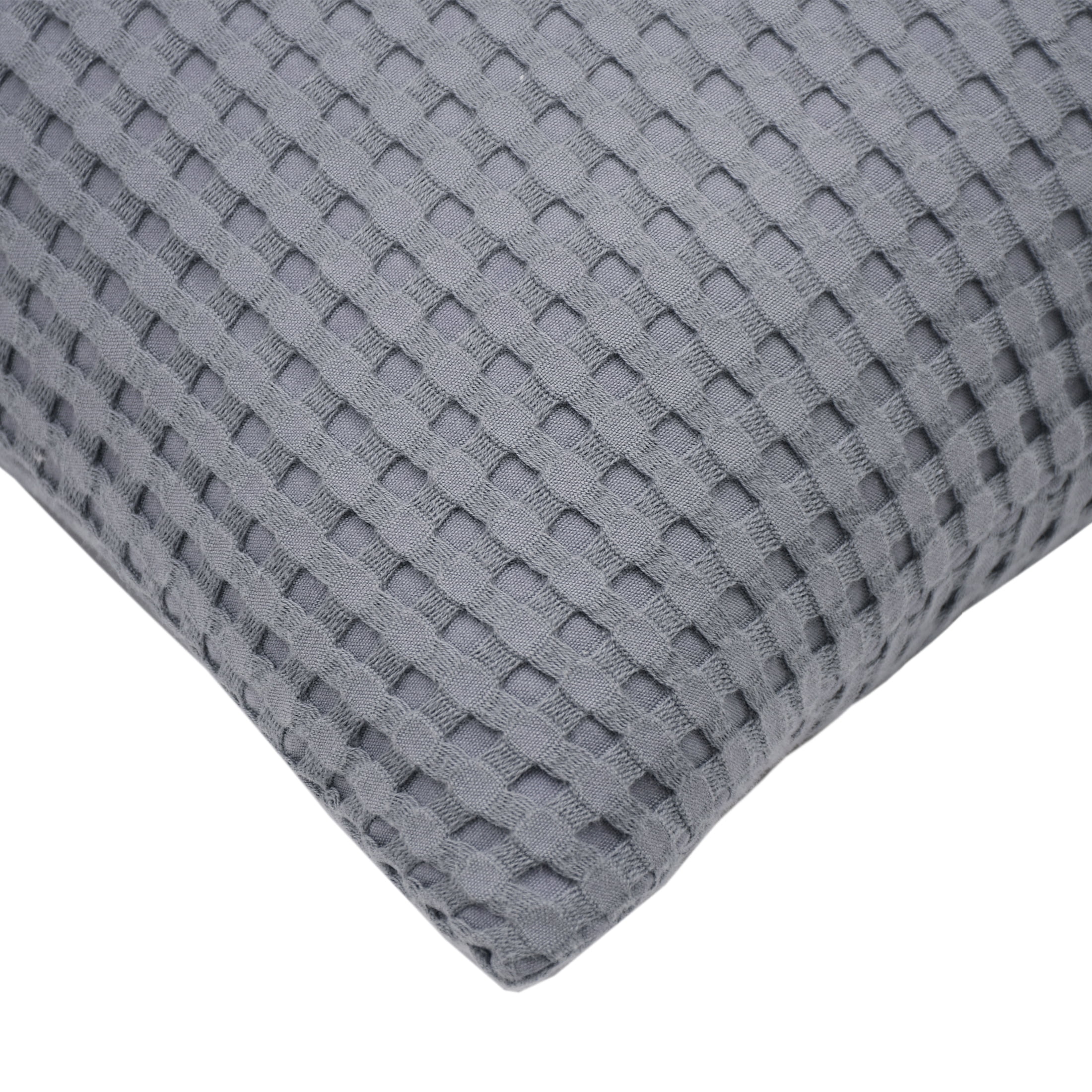 Mainstays Waffle Pillow Cover, 18" x 18", 2 pack, Soothing Grey