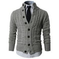 thumbnail image 3 of H2H MENS HIGH NECK TWISTED KNIT CARDIGAN SWEATER WITH BUTTON DETAILS GRAY US L/ASIA XL (KMOCAL020), 3 of 6