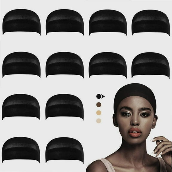 Black Wig Cap for Frontal, 12 Pack