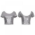 thumbnail image 2 of Women'S Sequin O-Neck Short Sleeve Crop Top Tee, 2 of 3