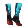 thumbnail image 3 of Zufioo Red And Blue Fire Print Thigh High Socks,Knee High Socks For Women and men,Over the Calf Tube Socks.Athletic Socks, 3 of 6
