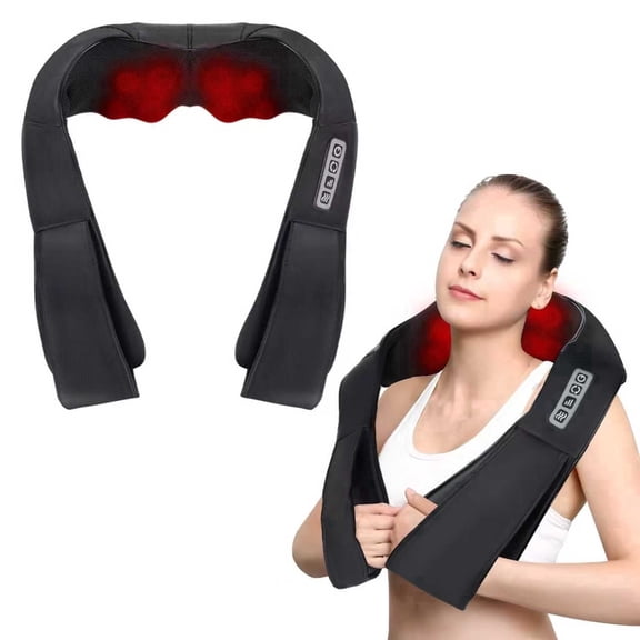 Hlthsky Shiatsu Shoulder Neck Massager with Heating,3D Deep Kneading Shoulder Massager, Gifts for Men Women, Black
