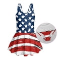 thumbnail image 6 of COEQINE Girls One Piece Bathing Suit, Scoop U-Neck & V Back Playful Swimsuit with Attached Skirt, 4th of July Beach Swim Dress for Kids Age 5-6, Machine Washable, Distressed American Flag, 6 of 8