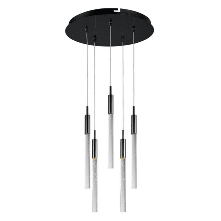 

Pendants 5 Light With Black Chrome Finish Metal Glass Material LED Bulb 13 inch 37.5 Watts