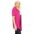 thumbnail image 3 of Women's Jersey Short Sleeve Solid Open Front Draped Casual Work Office Wear Cardigan (S-3XL), 3 of 5