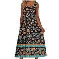 thumbnail image 2 of Bajo Vestido Pantalones Cortos Mujeres Casual Cuello Redondo Impresión Bolsillos sin Mangas Vestido Vestido Corto para Mujeres Verano, 2 of 5