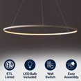 thumbnail image 4 of JONATHAN Y Brice 35" Modern Contemporary Metal Round Dimmable Integrated LED Pendant, Beige, 4 of 9