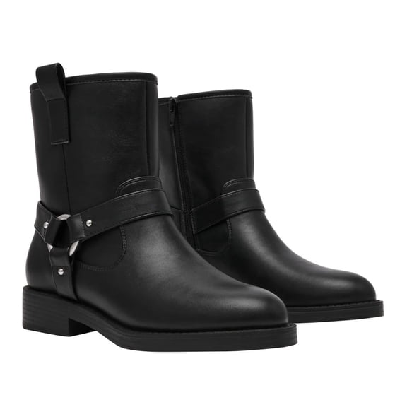 Dolce Vita Pondo Moto Biker Boots Women's Black Harness Strap Side Zip Size 8