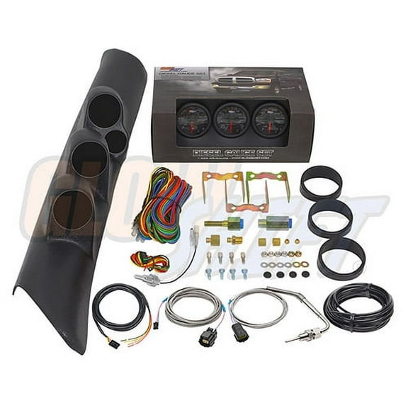 GlowShift 1998-2002 Dodge Ram Cummins with Speaker Triple Gauge Package with Black 7 Color DS10 Gauge Set