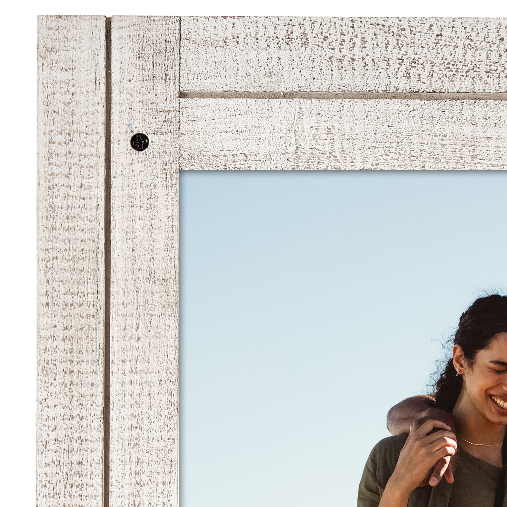 Americanflat 18x24 Poster Frame with Polished Plexiglass Hampton Collection Distressed Frames - Aspen White