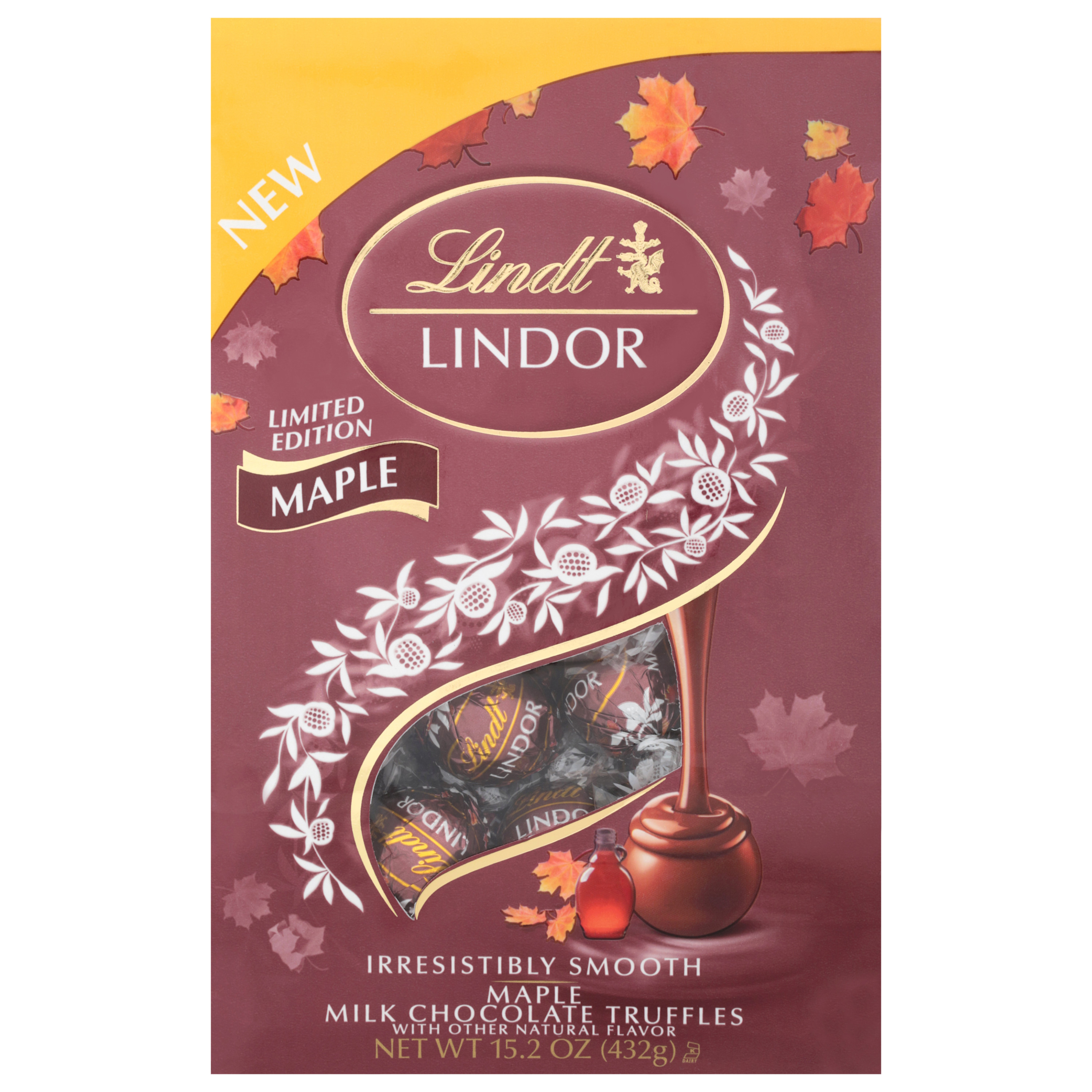 Lindt LINDOR Maple Milk Chocolate Truffles, 15.2 oz. Bag