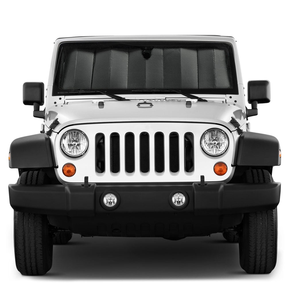 Custom Fit Windshield Sun Shade for Jeep Wrangler - Exact Fit Fordable  Accordion UV Protection Fits 1987-2019 JK, JL, CJ, YJ,& TJ 53