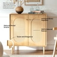 thumbnail image 2 of EYYTHUNG Farmhouse Accent Cabinet Set of 2 with Adjustable Shelves, Rattan Sideboard Storage Cupboard, Natural Oak, 2 of 8