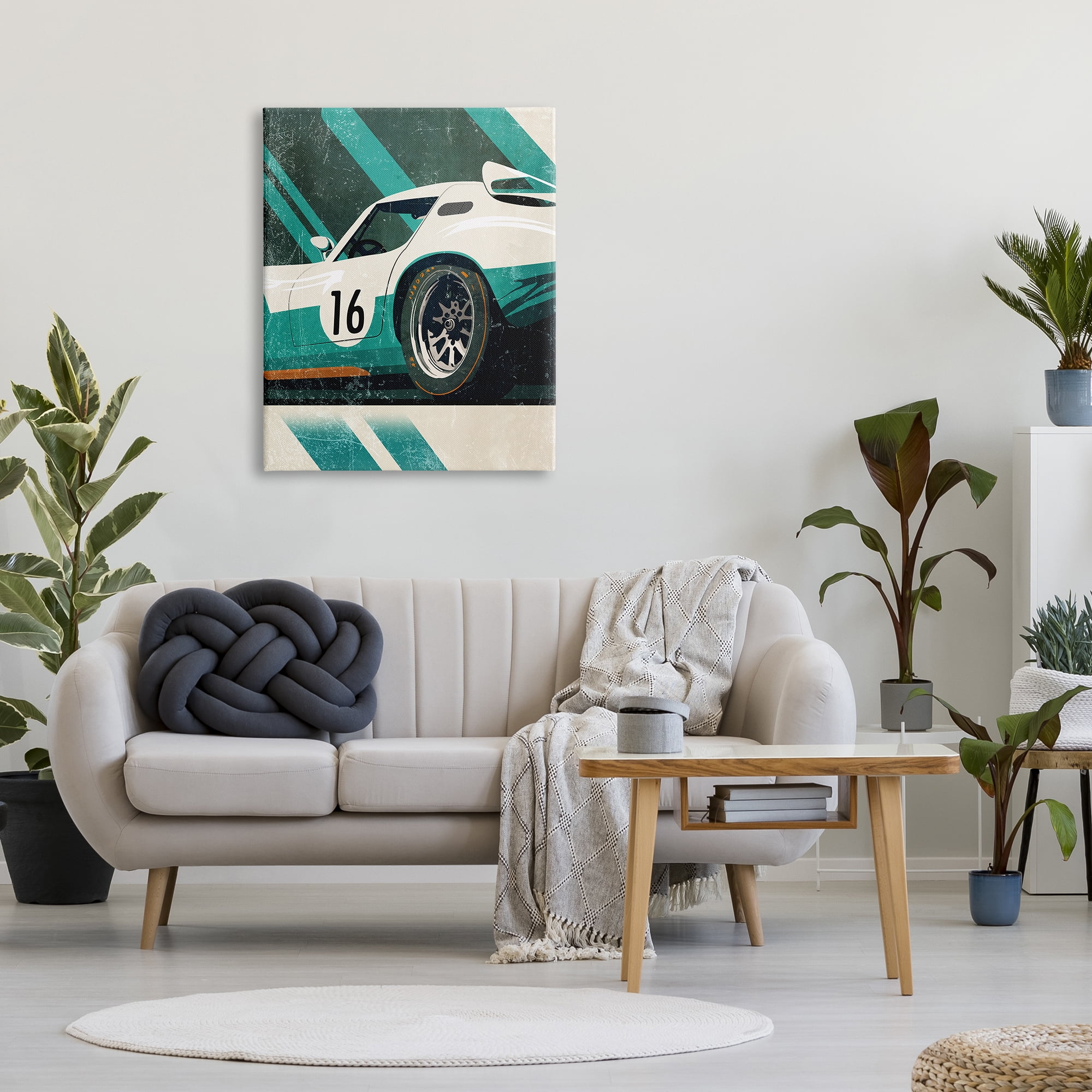 Stupell Industries Classic Green Race Car Transportation Painting Gallery Wrapped Canvas Art Print Wall Art, 30 x 40