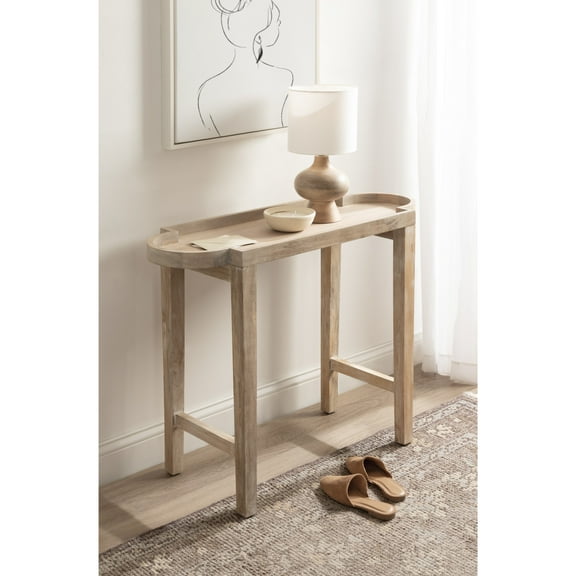 Kate and Laurel Jovie Modern Scalloped Rectangle Wooden Console Table, 38 x 14 x 30, Light Natural, Transitional Decorative Entryway Table with Scalloped Tabletop Shape for Entry Decor Option