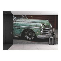 wall26 - Vintage Green Car - Removable Wall Mural | Self-Adhesive Large Wallpaper - 100x144 inches