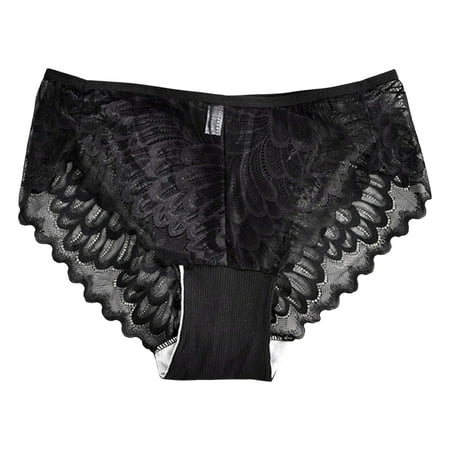 Midwennn Large Size Panties for Women Transparent Female Sexy Lace Underwear T Back Mid Waist Sexy Women Lace Panty Seamless Bikini Underwear Women Small