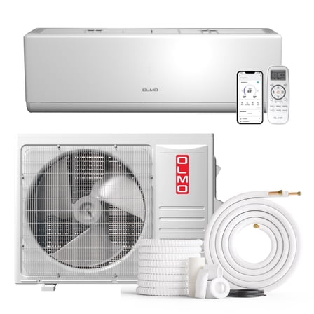 OLMO 24000 BTU 230V Wall Mounted Mini Split Heat Pump Air Conditioner With 16ft Kit Cover 1500 Sq Ft WiFi