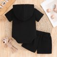 thumbnail image 5 of mgoYE Infant Baby Boy Summer Clothes Mom Dad Me Letter Print Short Sleeve Hooded Tops Drawstring Shorts Toddler Baby Boy Outfit 3 6 12 18 24 Months 3T(Black,6-9 Months), 5 of 5