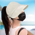 thumbnail image 5 of Sunscreen Baseball Hat, UV Protection Hiking Fishing Hats Wide Brim Cap Adjustable Ponytail Cap for Golf Beach, Beige, 5 of 9