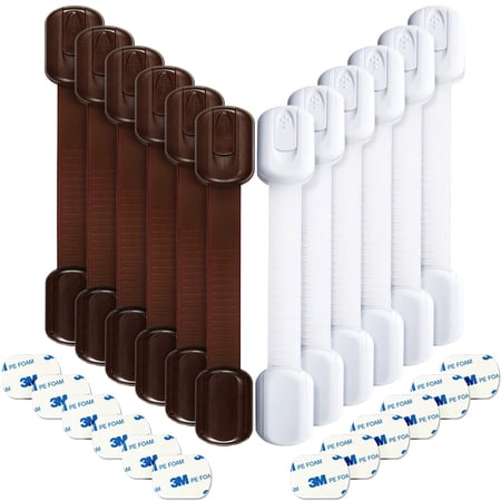 Child Safety Strap Locks - 24 Pcs Baby Proofing Cabinet, Drawer, Cupboard, Toilet Seat, Refrigerator, Oven, Dishwasher Locks - 3M Adhesive Adjustable Toilets Seat Fridge Latches - No Drilling C31