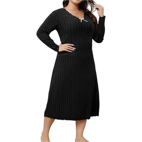 Yokua Women's plus size autumn mid-length knitted dress