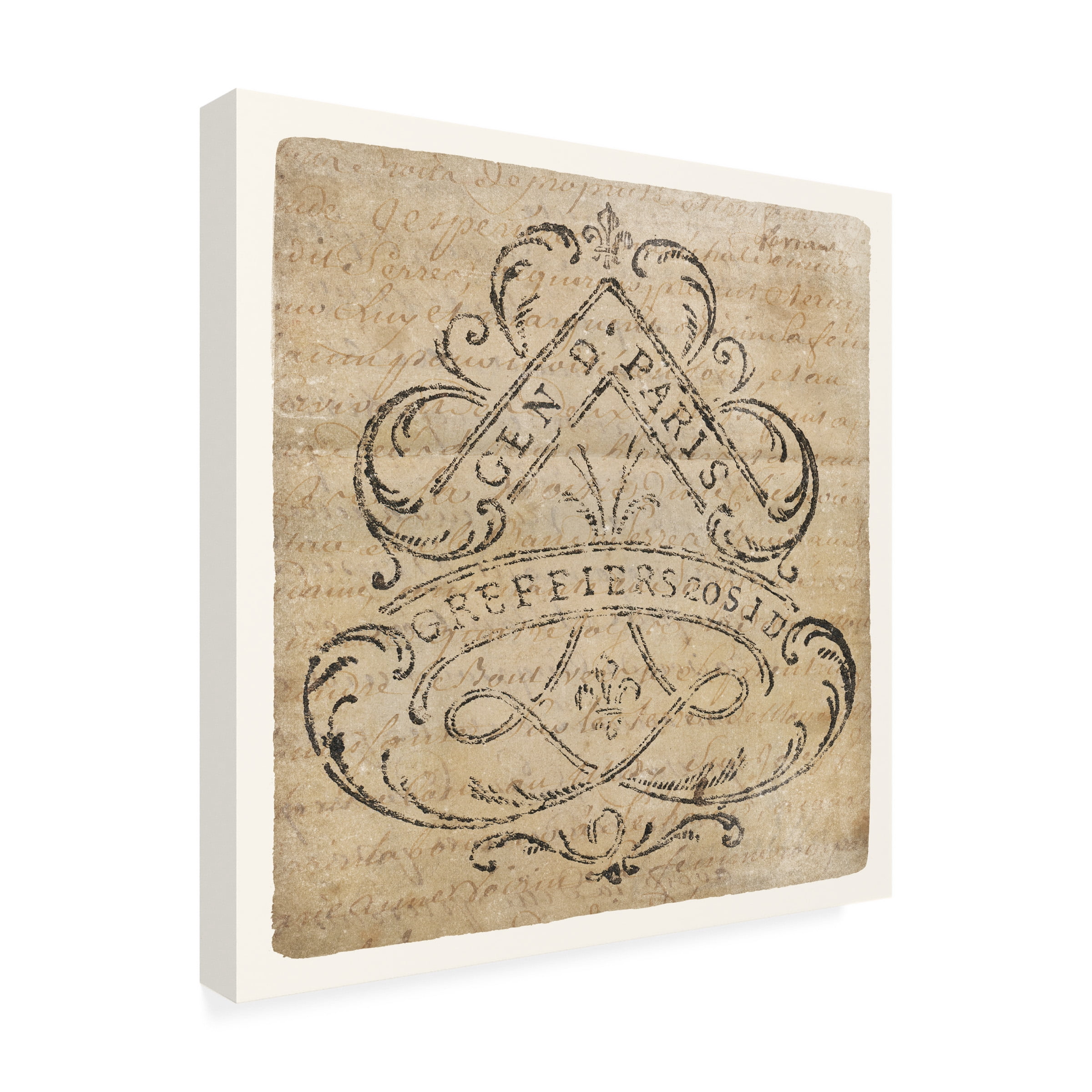 Wild Apple Portfolio 'Vintage Letter Crest I Antique Border V2' Canvas Art