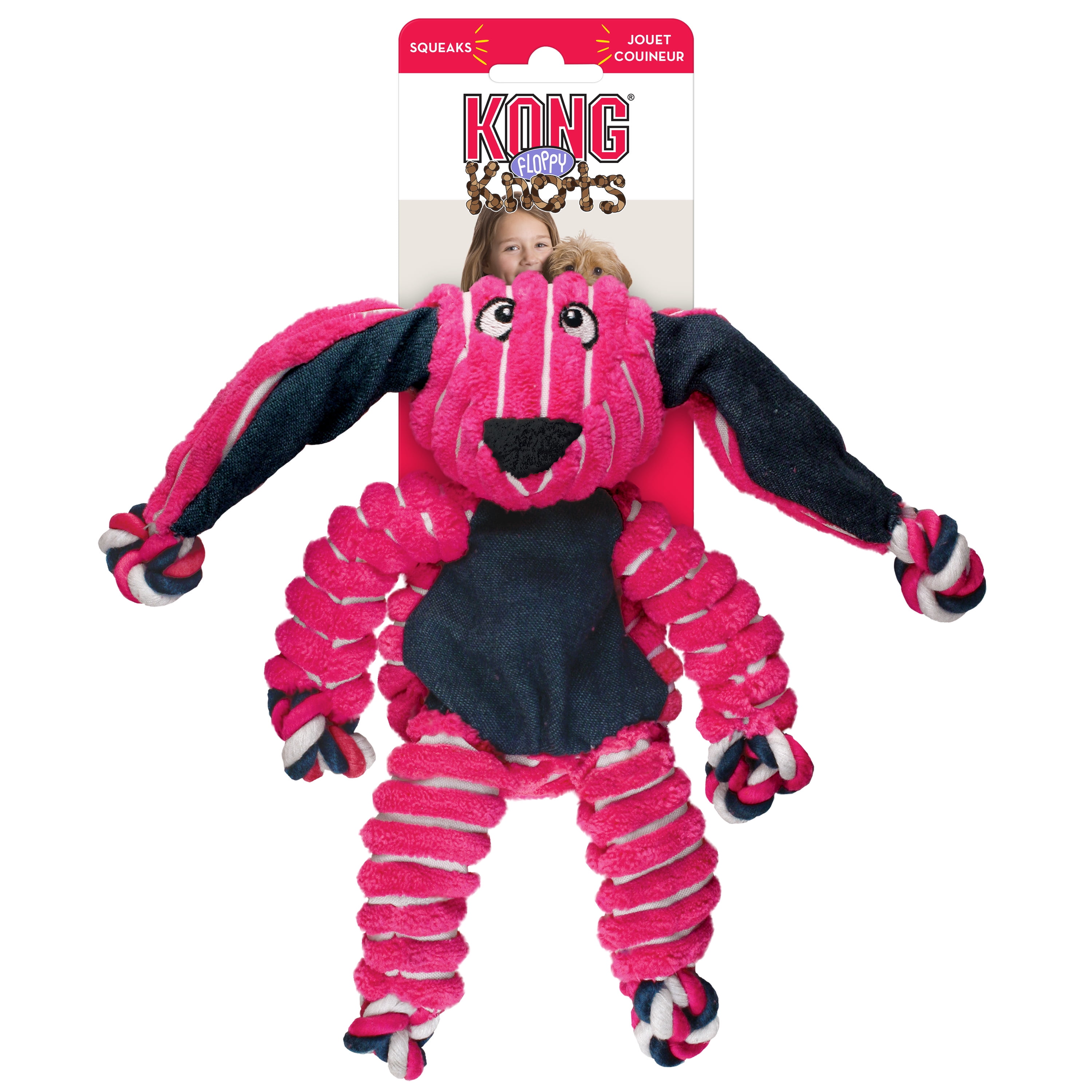 KONG® Floppy Knots Squeaker Dog Toy, Bunny, Small/Medium
