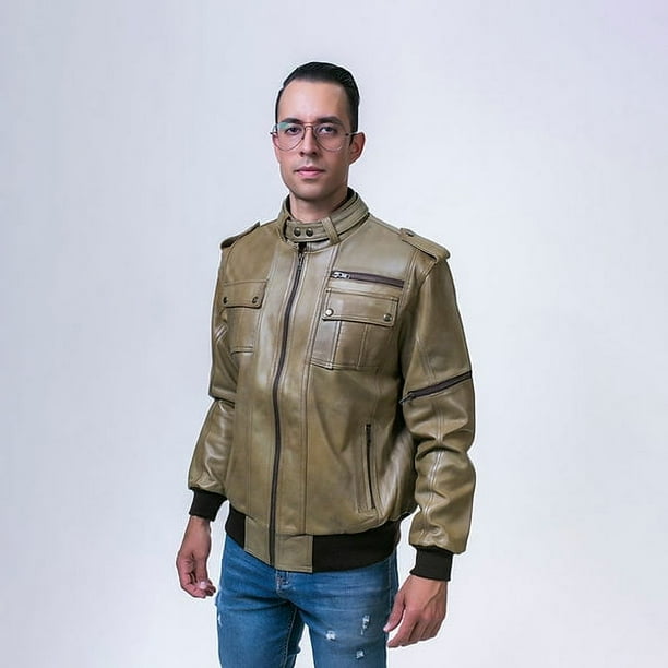 CHAMARRA FERRAGAMO PIEL BORREGO BITONADO VERDE Castelli Leather Authentic Chamarra Walmart en linea