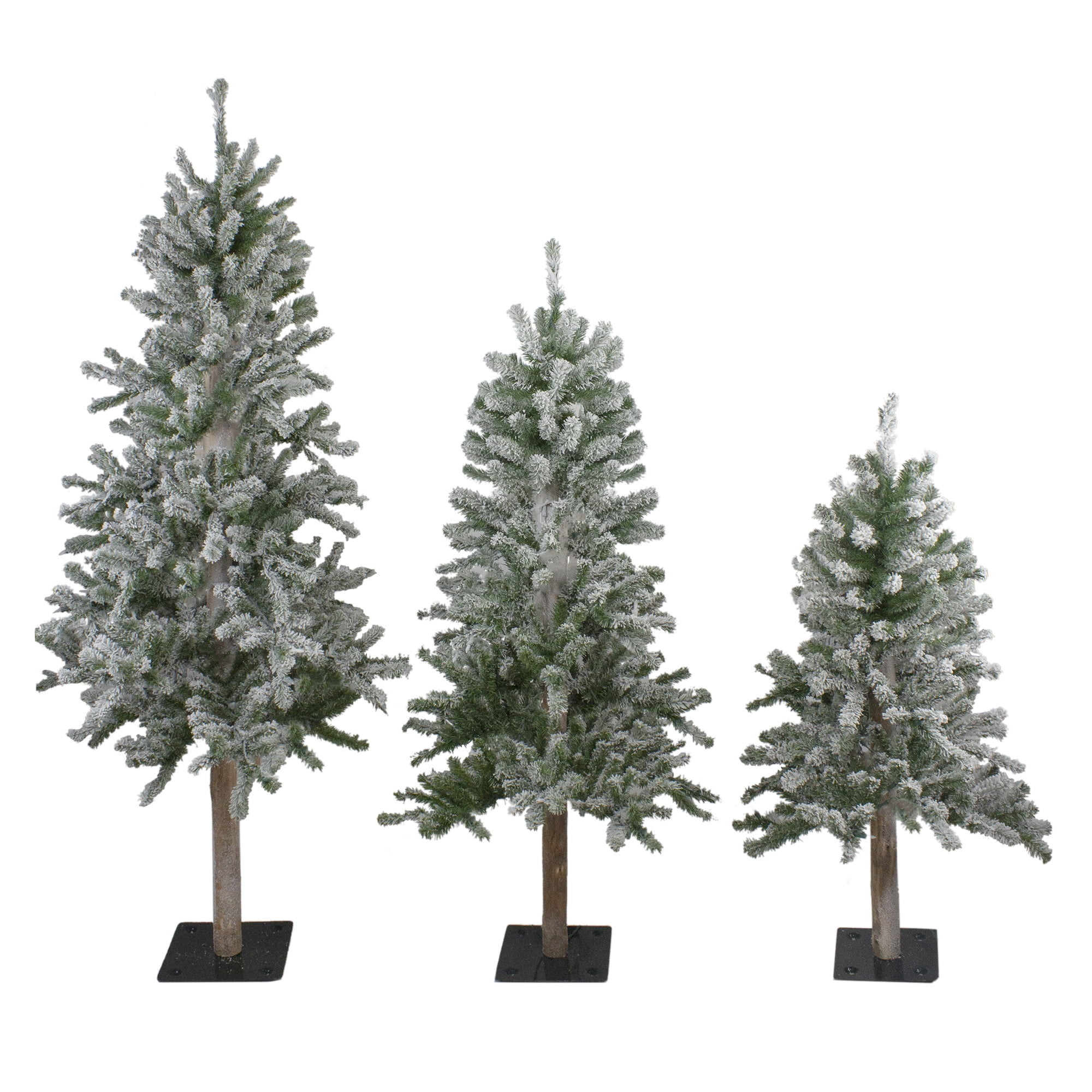 Northlight 3ct Flocked Alpine Artificial Christmas Trees 3ft, 4ft and