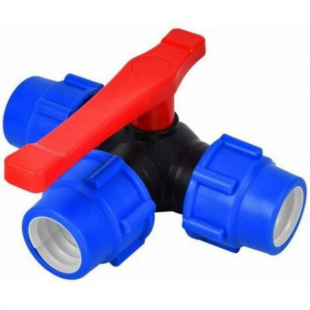 Válvula de bola de cierre, válvula de bola de tres vías de 32 mm, conexión rápida, conector en T de interruptor rápido de tubería de PVC y PE (tamaño: 32 mm)