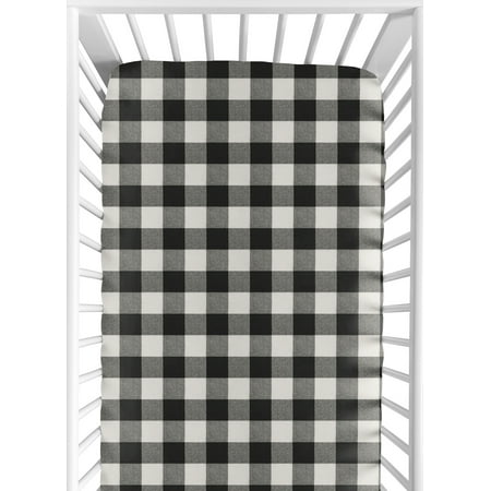 UPC: 0846480068129 | Buffalo Check Black and White Crib Sheet