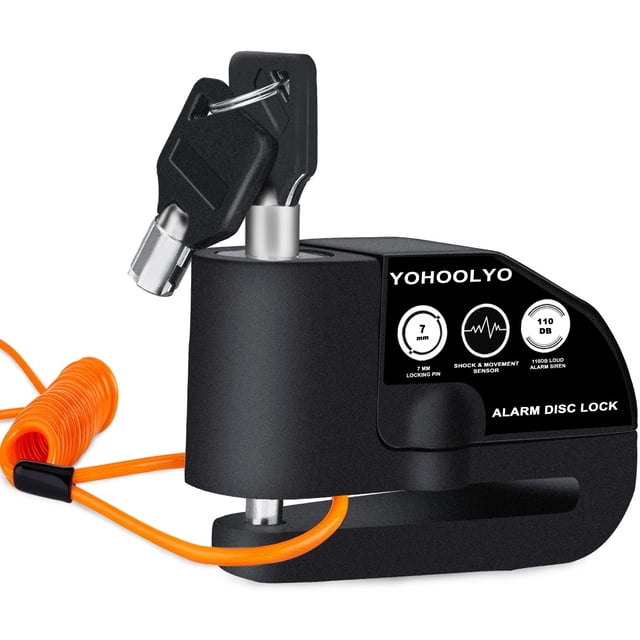 Candado de disco para motocicleta YOHOOLYO con pasador de 7 mm y alarma de 110 dB