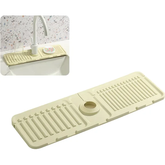 Kitchen Sink Splash Guard Silicone Faucet Handle Drip Catcher Tray Mat Pad