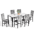 thumbnail image 3 of Recaceik 7 Piece Modern Faux Marble Dining Table Set, Gray, 3 of 10