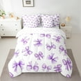 thumbnail image 2 of Feelyou Girly Purple Bowknot Bedding Comforter Set 7 Pieces, Cartoon Princess Bowknot Full Bedding Set, Teen Boy Girl Kid Reversible Fitted Sheet Flat Sheet, Breathable Home Decor, 2 of 7
