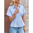 thumbnail image 4 of Blusa Tankaneo para mujer con estampado peplum y botones, color azul, 4 of 6