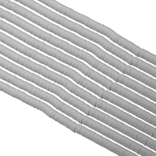 Uxcell Perles en Argile Polymère Espaceur 3500 Pcs 10 Brins Rond Plat Fait Main Perle Espaceur Gris Clair 0.24 Pouce