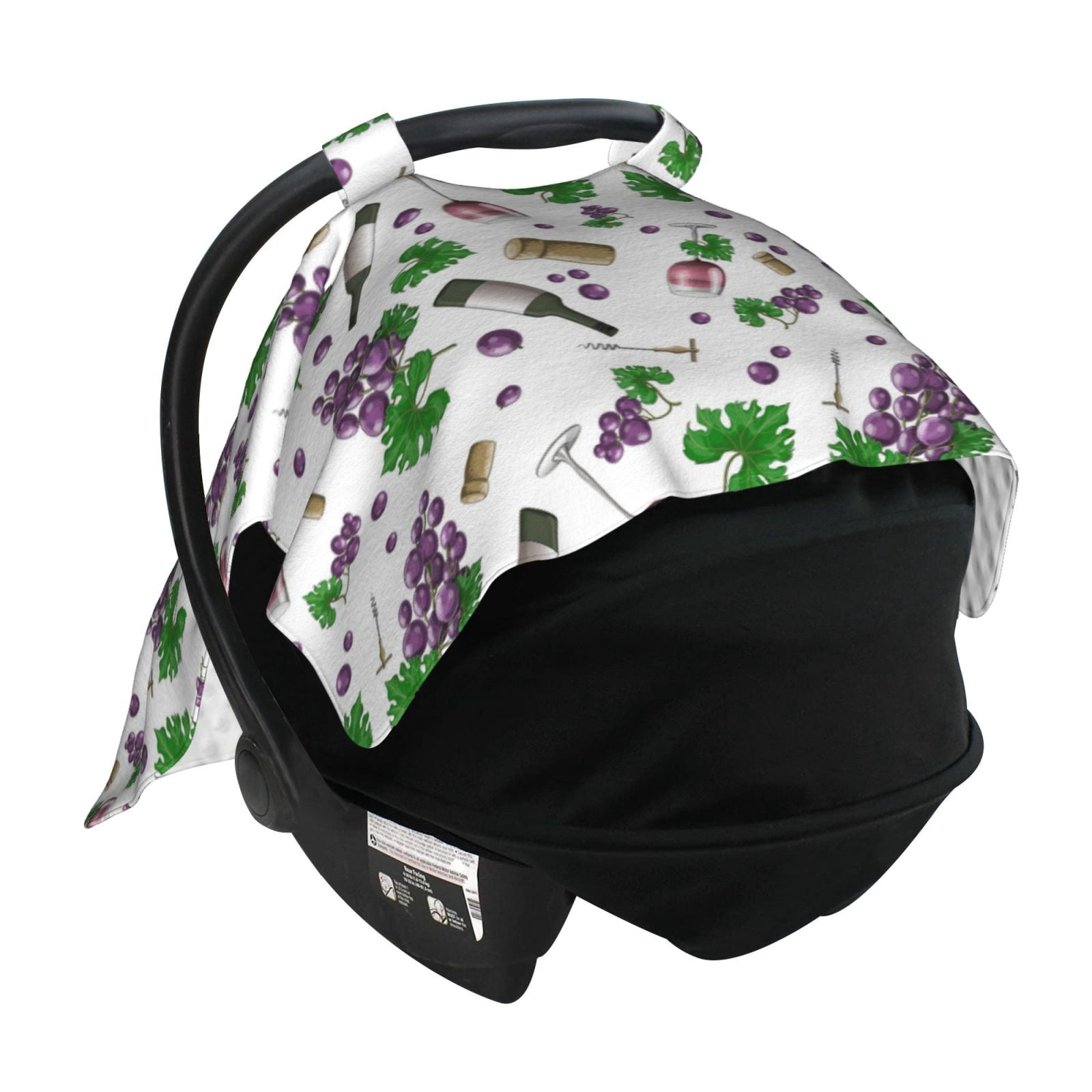 Car Seat Cover Baby - Wine Print Purple Breathable Infant Car Seat Cover for Baby Carseat, Lightweight Comfort Baby Essentials Must Haves Newborn Stuff for Girl Boy