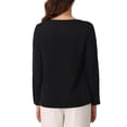 thumbnail image 3 of INSPIRAR CHIC Blusa de Moda de Trabajo Casual de Manga Larga con Cuello en V para Mujeres XS Negra, 3 of 6