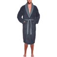 thumbnail image 2 of Men’s 100% Terry Cotton Bathrobe Toweling Gown Robe Two tone Blue Small, 2 of 5