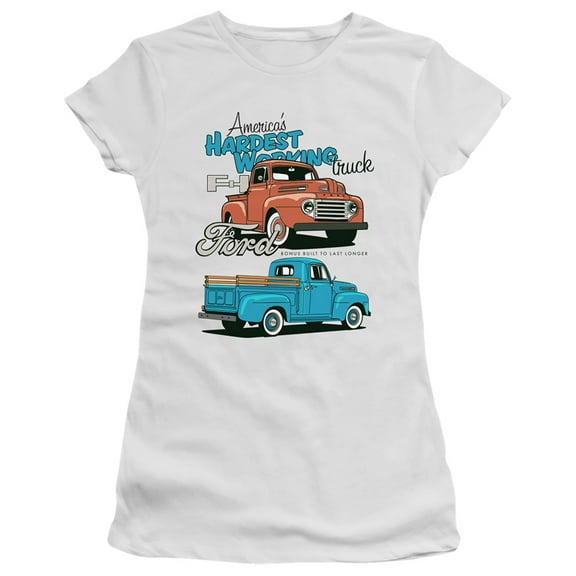 Ford Trucks Hardest Working S/S Junior Women's T-Shirt Sheer White