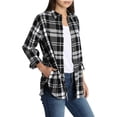 thumbnail image 2 of Jachs Girlfriend Women's Plaid Print Lightweight Cozy Super Soft Flannel Button Front Shirt, 2 of 5