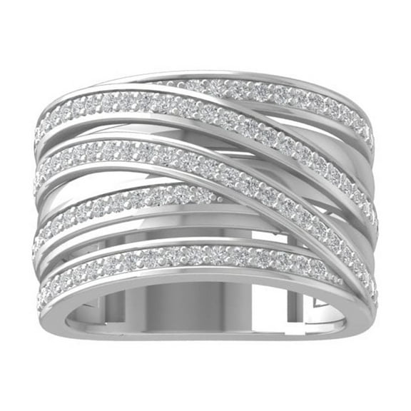 ARAIYA FINE JEWELRY 14K White Gold Round Diamond Band Ring (3/4 cttw, I2-I3 Clarity, I-J Color) Size 9