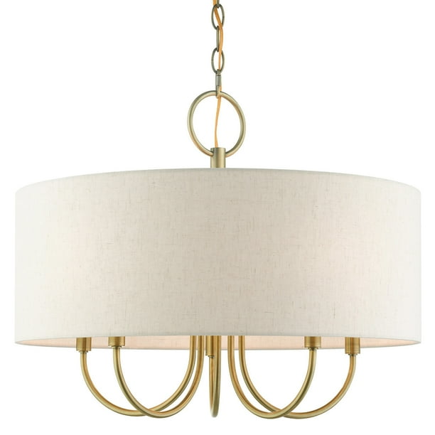 Livex Lighting 49805 Blossom 5 Light 22 Wide Drum Chandelier Brass Com Wide Drum Chandelier Brass, Drum Shade Chandelier Brass